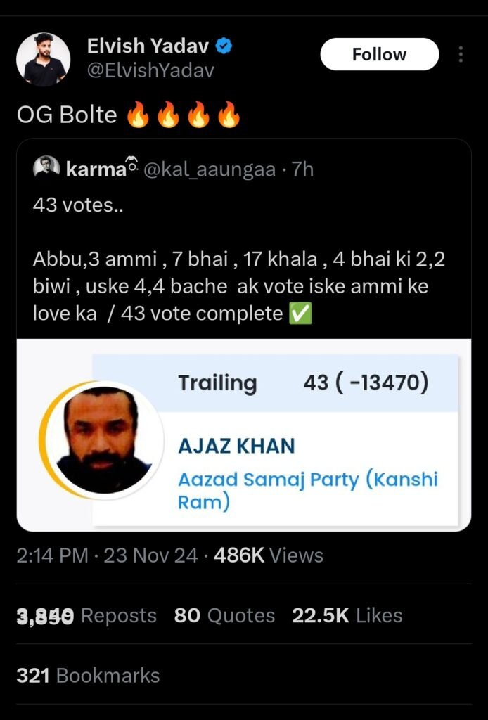 Elvish yadav troll Ajaz khan 